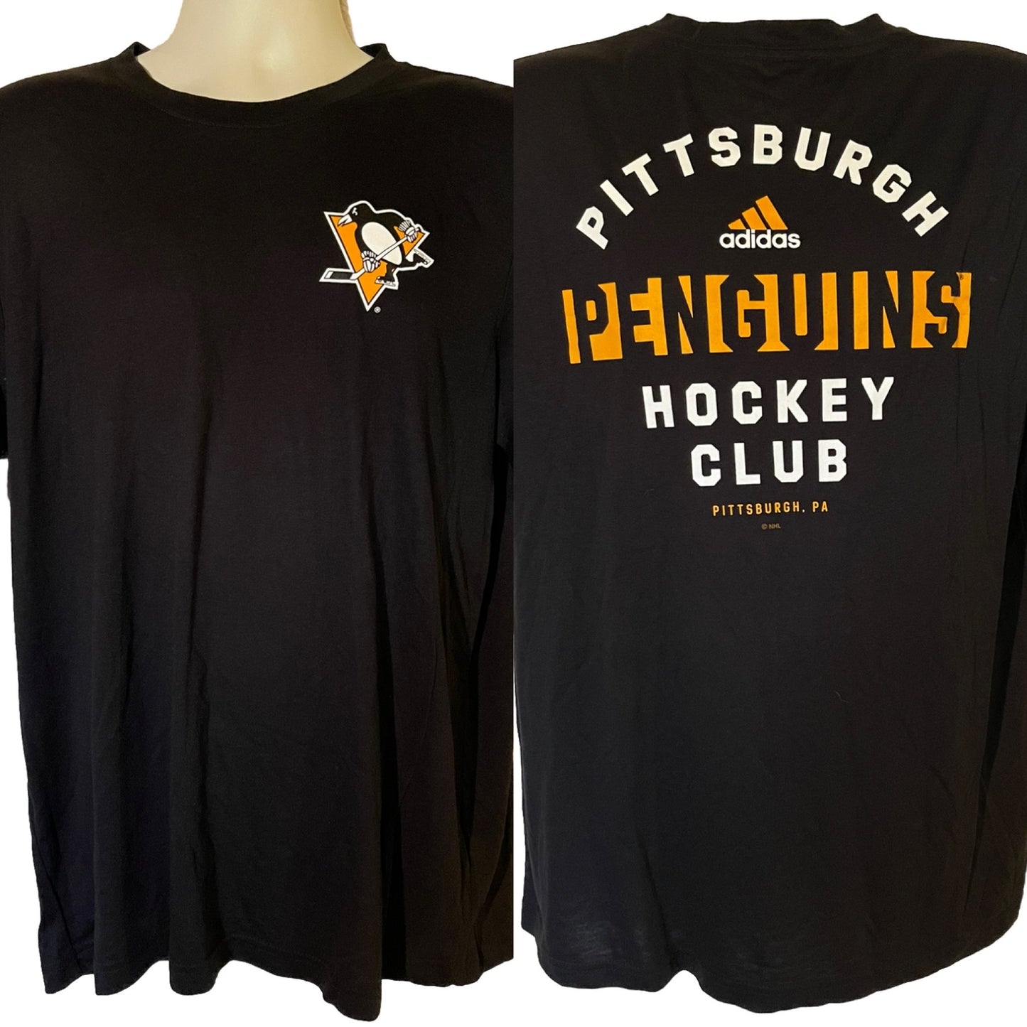 Pittsburgh Penguins Adidas Black Hockey Club Triblend T-Shirt