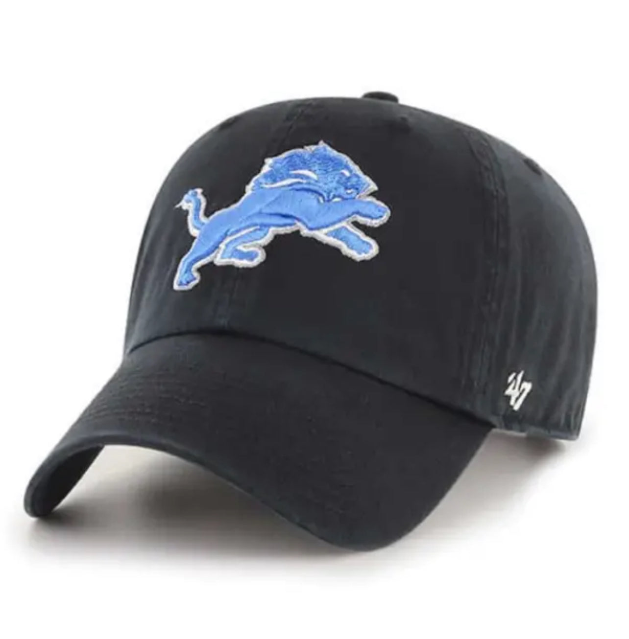 Kids Detroit Lions '47 Brand Black Clean Up Adjustable Dad Hat
