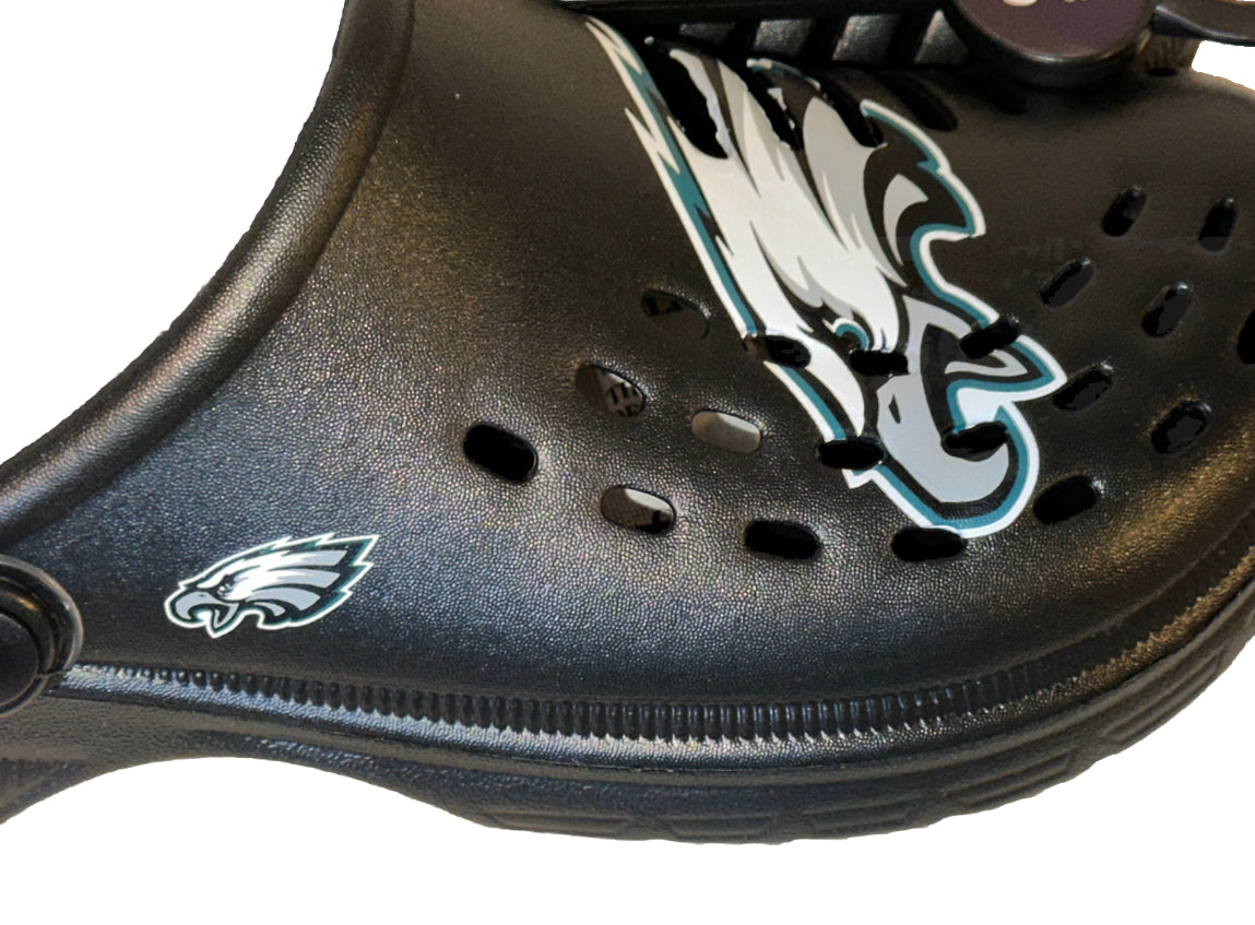 Philadelphia Eagles FOCO Brand Black Men's Big Logo Solid Clog With Strap