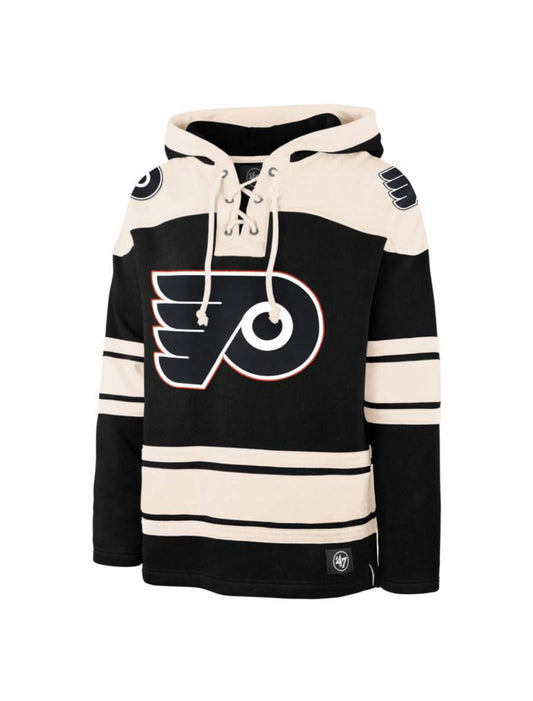 Philadelphia Flyers '47 Brand Black Superior Lacer Pullover Hoodie