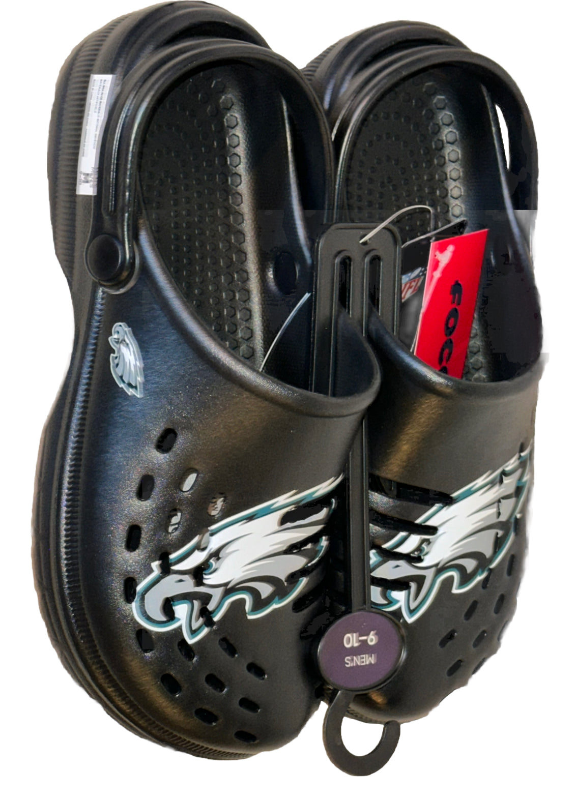 Philadelphia Eagles FOCO Brand Black Men's Big Logo Solid Clog With Strap