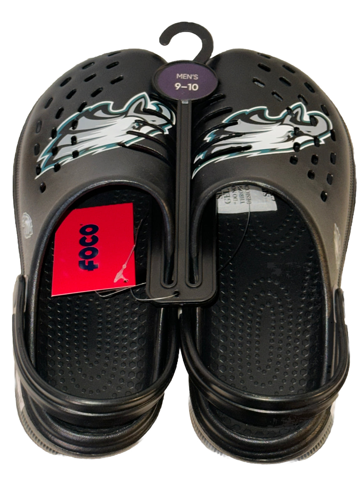 Philadelphia Eagles FOCO Brand Black Men's Big Logo Solid Clog With Strap