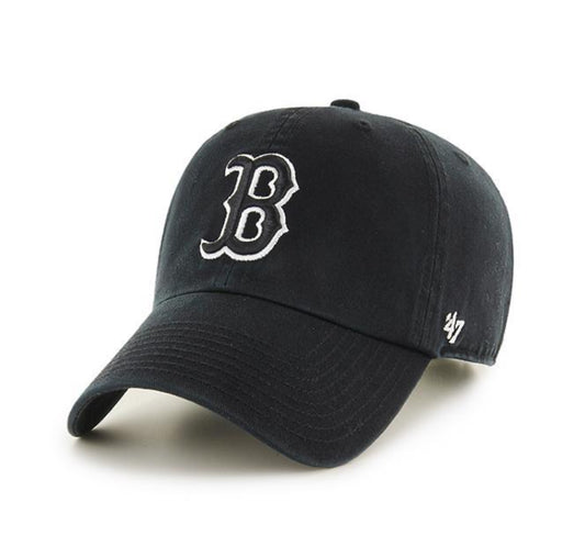 Boston Red Sox '47 Brand Black Clean Up Adjustable Dad Hat