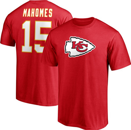 Kansas City Chiefs Patrick Mahomes Fanatics Red Name & Number Jersey T-Shirt