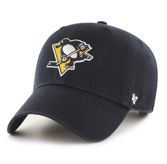 Pittsburgh Penguins '47 Brand Black Clean Up Adjustable Dad Hat