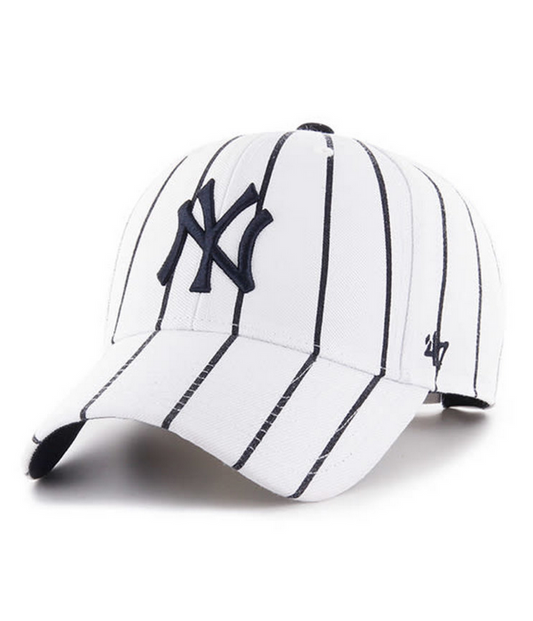 New York Yankees '47 Brand Birdcage Adjustable White Pinstripes MVP Hat