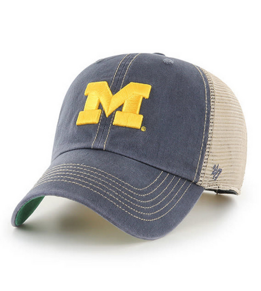 Michigan Wolverines '47 Brand Navy Trawler Clean Up Adjustable Trucker Dad Hat