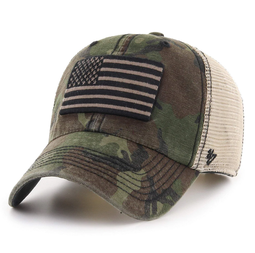 Operation Hat Trick '47 Brand Camo Clean Up Trucker Adjustable Dad Hat