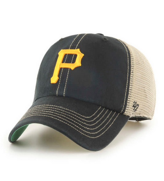 Pittsburgh Pirates '47 Brand Black Trawler Clean Up Adjustable Trucker Dad Hat