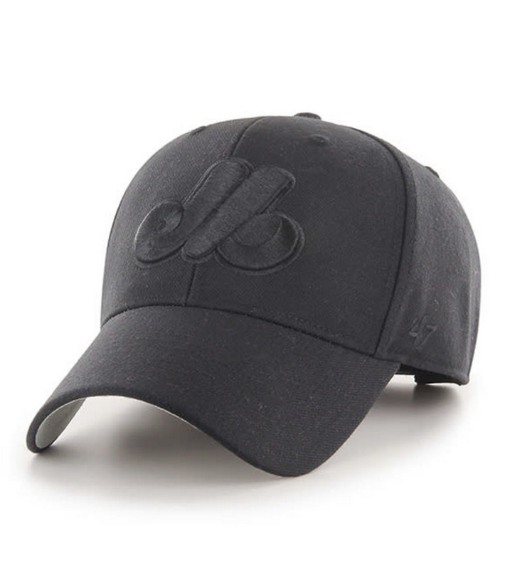 Montreal Expos '47 Brand Black On Black MVP Adjustable Hat