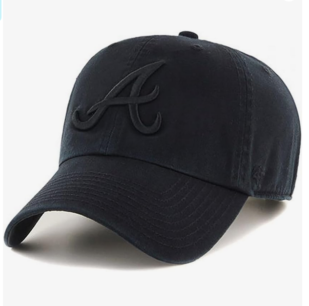 Atlanta Braves '47 Brand Black On Black Clean Up Adjustable Dad