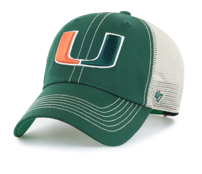Miami Hurricanes 47 Brand Green Trawler Clean Up Adjustable Trucker D Captain s Team Shop
