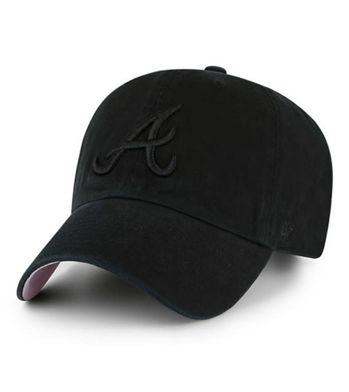 Atlanta Braves '47 Brand Black On Black Ballpark Clean Up Adjustable Dad Hat