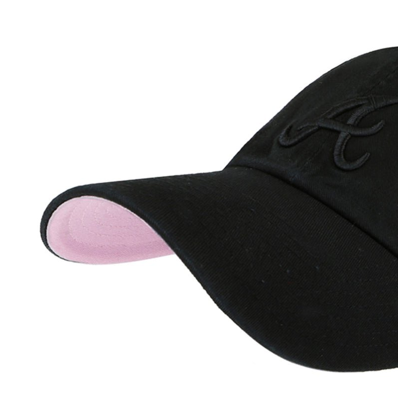 Atlanta Braves '47 Brand Black On Black Ballpark Clean Up Adjustable Dad Hat