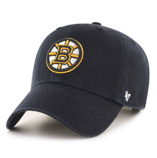 Boston Bruins '47 Brand Black Clean Up Adjustable Dad Hat