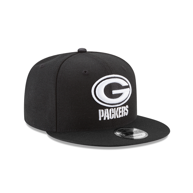 Green Bay Packers New Era Black 9Fifty Snapback White Logo Adjustable Hat