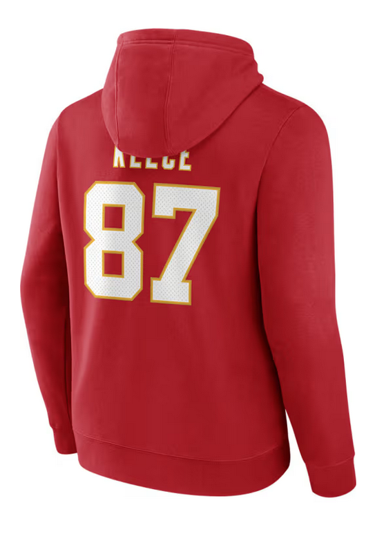 Kansas City Chiefs Travis Kelce Fanatics Red Icon Pullover Hooded Sweatshirt