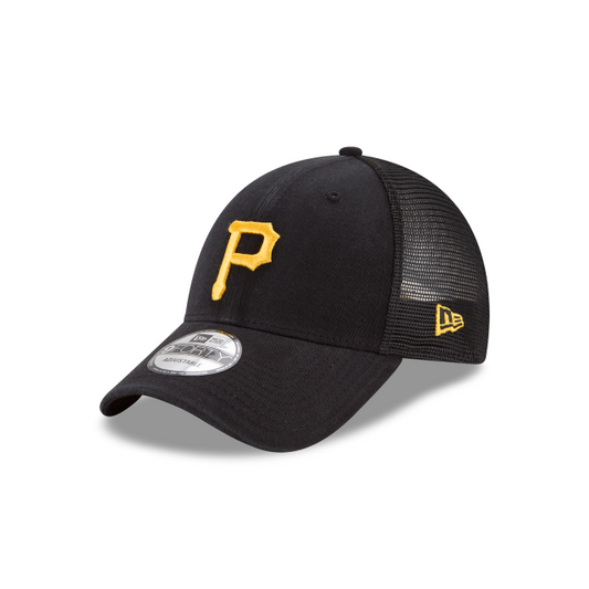 Pittsburgh Pirates New Era Black 9Forty Adjustable Trucker 940 Hat