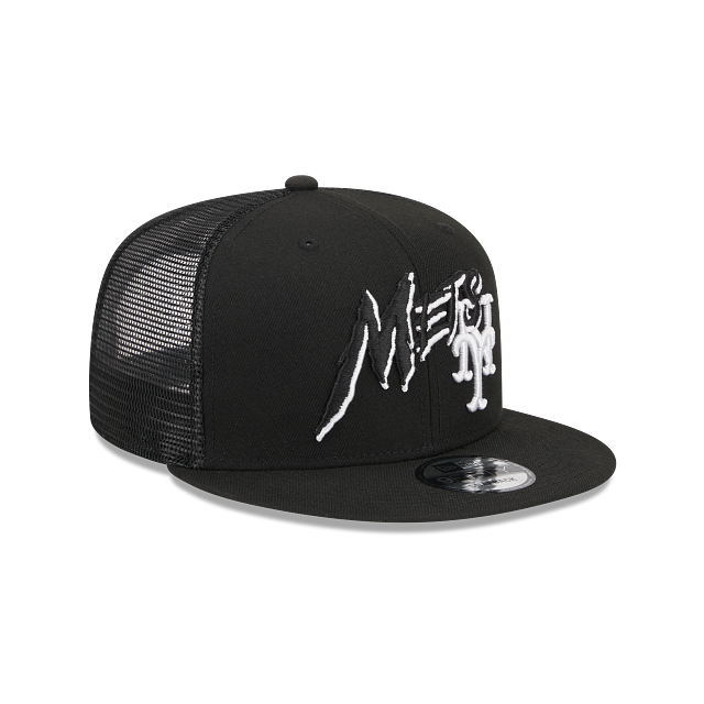 New York Mets New Era Black 9Fifty MLB Snapback Adjustable Trucker Hat