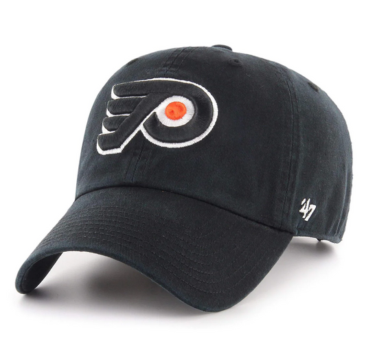 Philadelphia Flyers '47 Brand Black Clean Up Adjustable Dad Hat