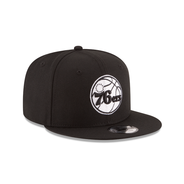 Philadelphia 76ers New Era Black 9Fifty Basic Snapback Adjustable Hat
