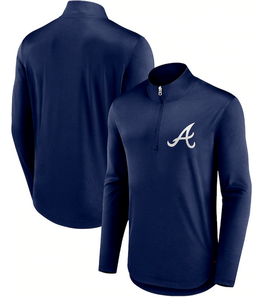 Atlanta Braves Fanatics Navy Blue 1/4 Zip Tough Minded Pullover Jacket