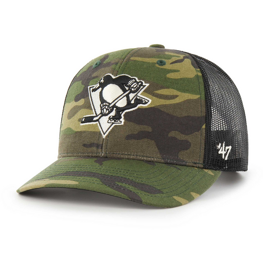 Pittsburgh Penguins '47 Brand Camo Trucker Adjustable Hat