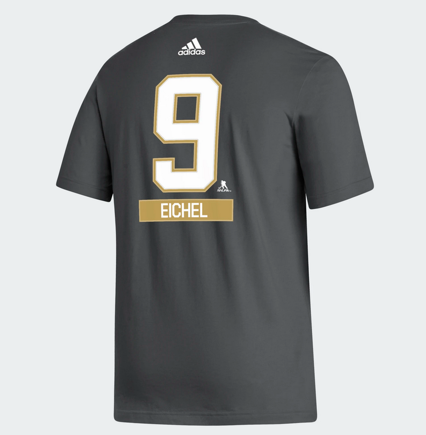 Vegas Golden Knights Jack Eichel Adidas Gray Jersey T-Shirt