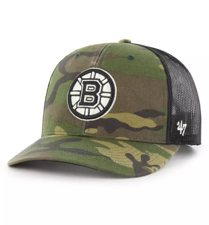 Boston Bruins '47 Brand Camo Trucker Adjustable Hat