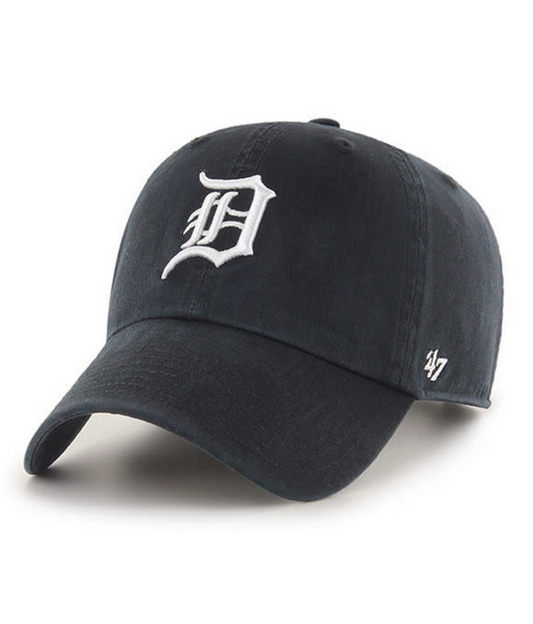 Youth Detroit Tigers '47 Brand Black Clean Up Adjustable Dad Hat