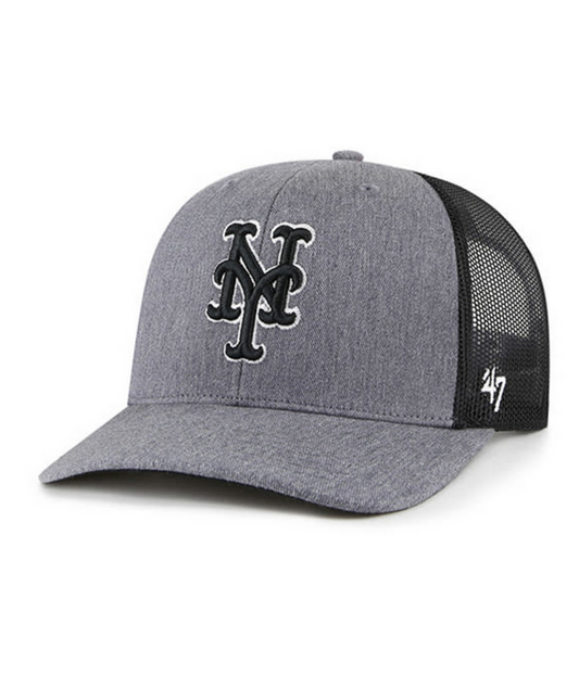 New York Mets '47 Brand Charcoal Carbon Trucker Adjustable Hat