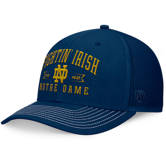 Notre Dame Fighting Irish Top Of The World Navy Carson Trucker Snapback Hat
