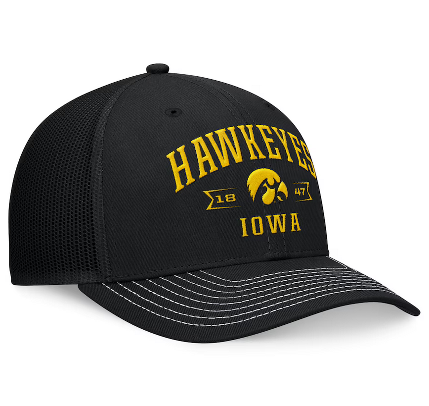Iowa Hawkeyes Top Of The World Black Carson Trucker Snapback Hat