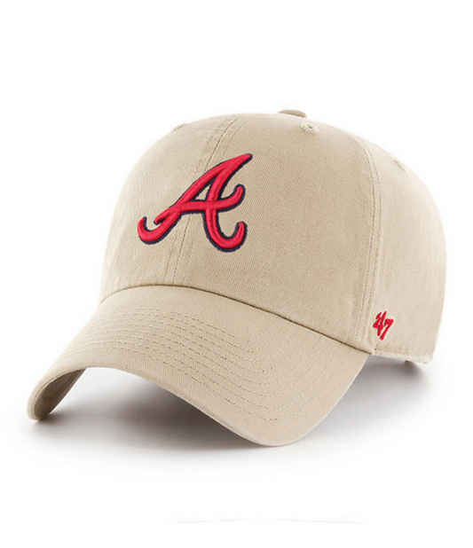 Atlanta Braves '47 Brand Khaki Clean Up Adjustable Dad Hat