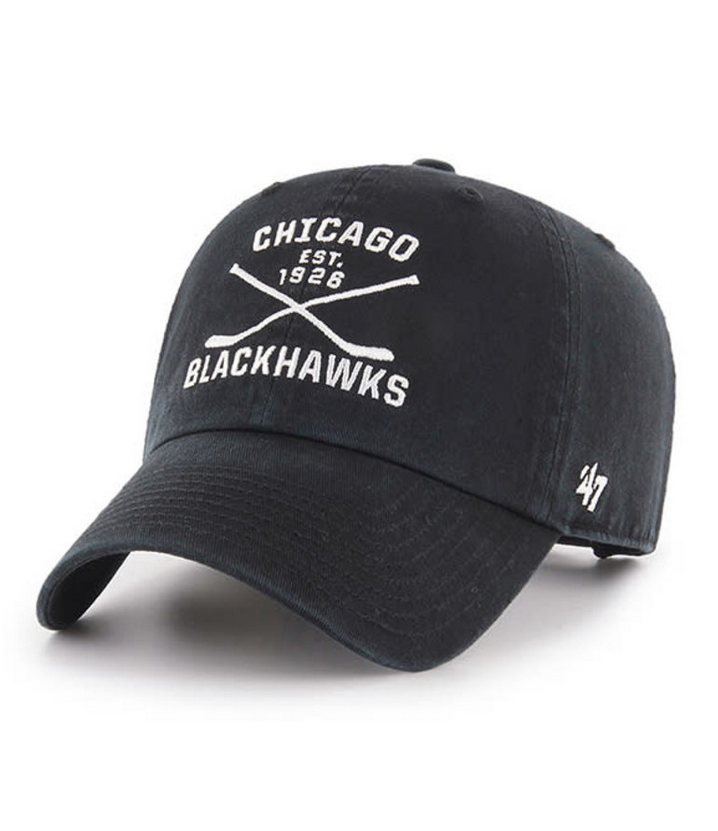 Chicago Blackhawks '47 Brand Black Axis Clean Up Adjustable Dad Hat