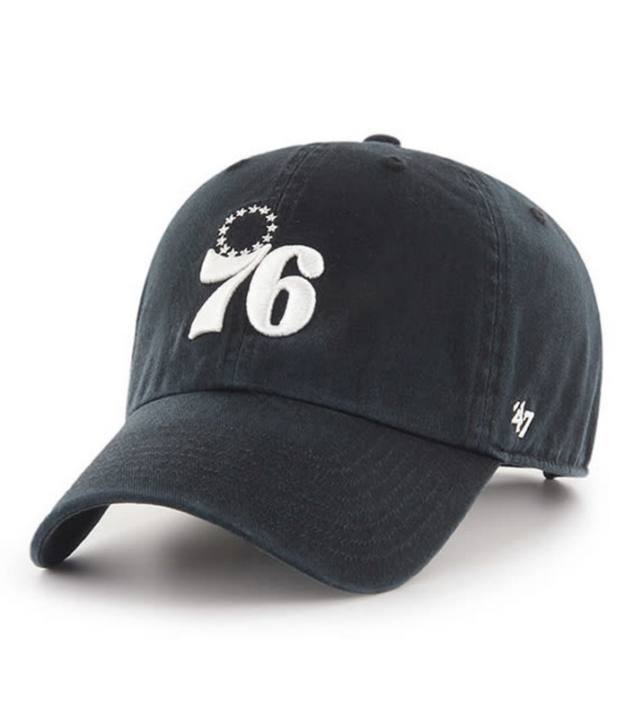 Philadelphia 76ers '47 Brand Black Clean Up Adjustable Dad Hat