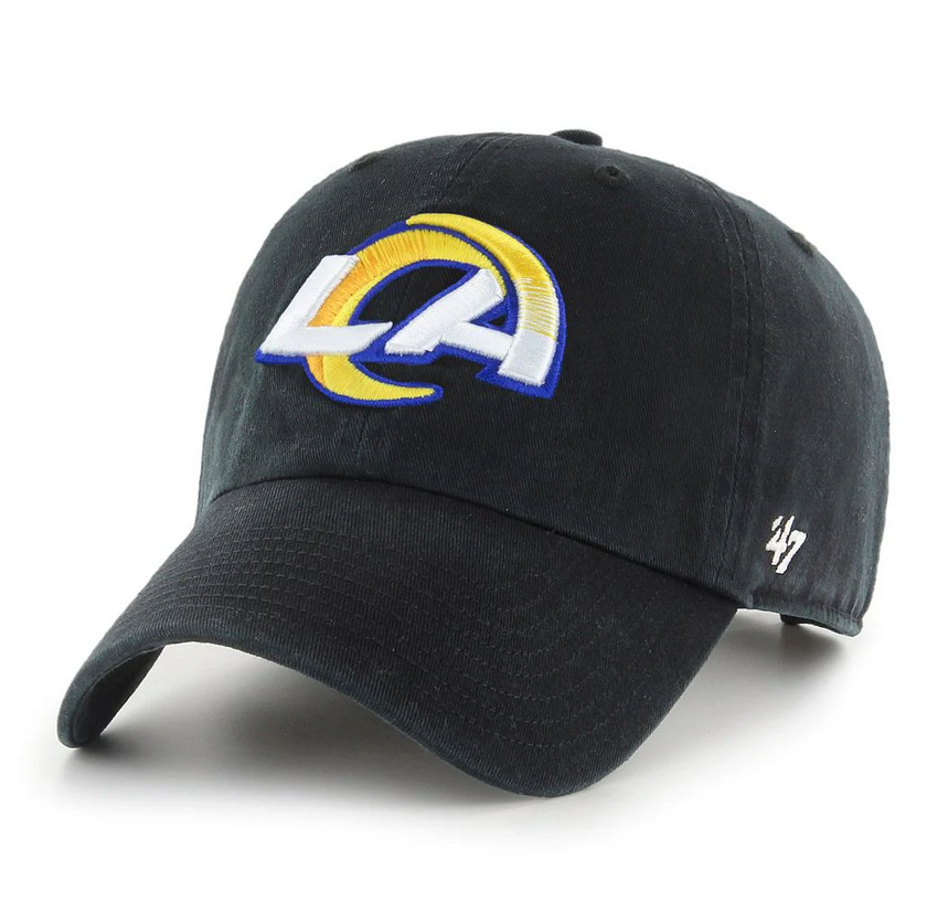 Los Angeles Rams '47 Brand Black Clean Up Adjustable Dad Hat