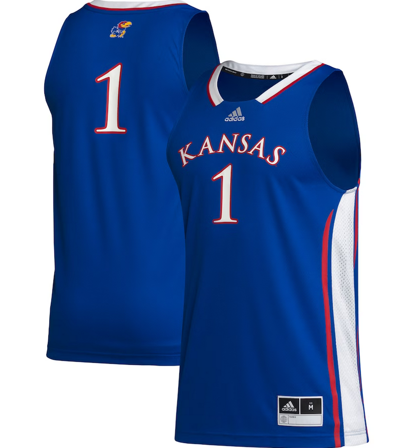 Kansas Jayhawks Adidas Men's #1 Blue Team Swingman Jersey