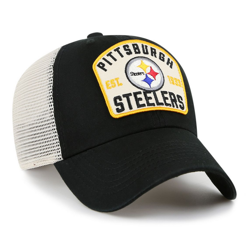 Pittsburgh Steelers '47 Brand Black McCall Clean Up Adjustable Trucker Dad Hat
