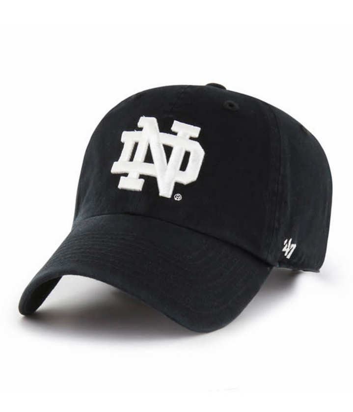 Notre Dame Fighting Irish 47 Brand Black Clean Up Adjustable Dad Hat Captain s Team Shop