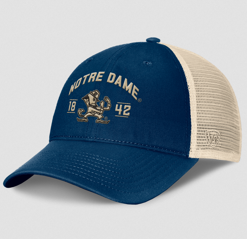 Notre Dame Fighting Irish Top Of The World Blue Waylon Adjustable Trucker Dad Hat