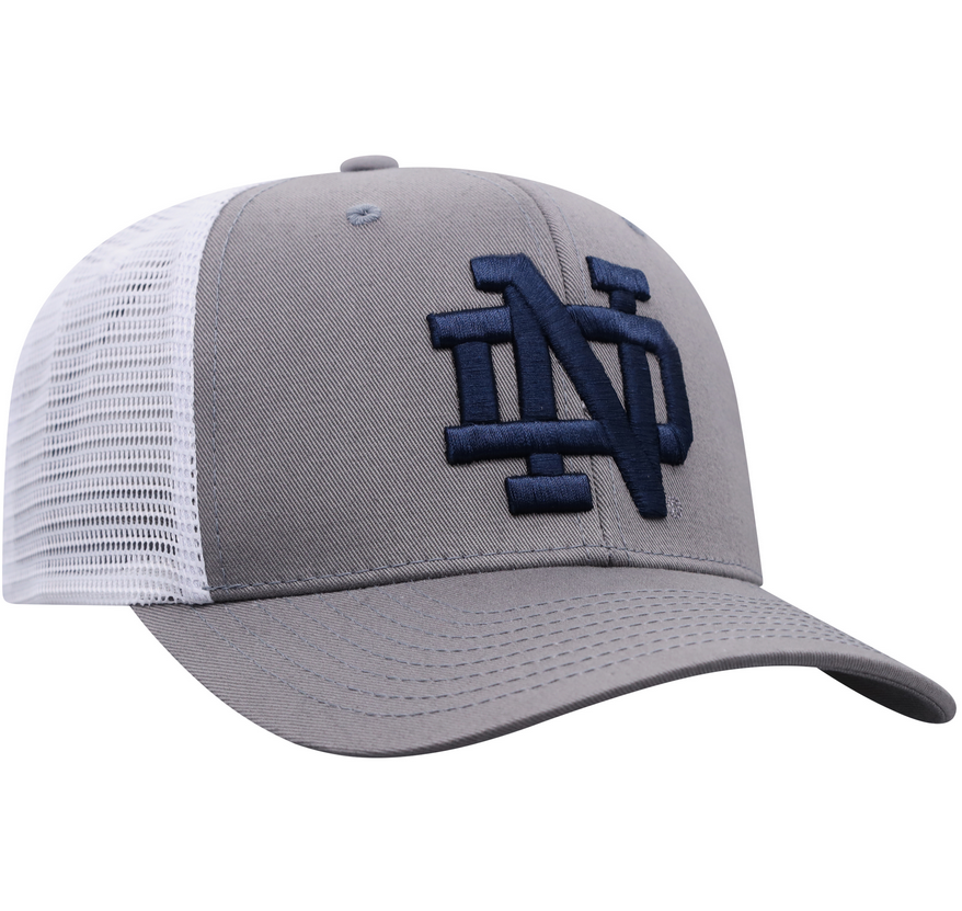 Notre Dame Fighting Irish Top Of The World Gray Victory Trucker Hat