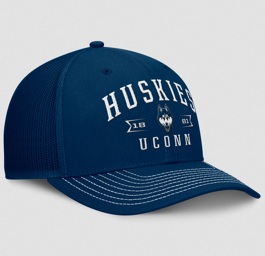 Connecticut Huskies Top Of The World Navy Carson Trucker Snapback Hat