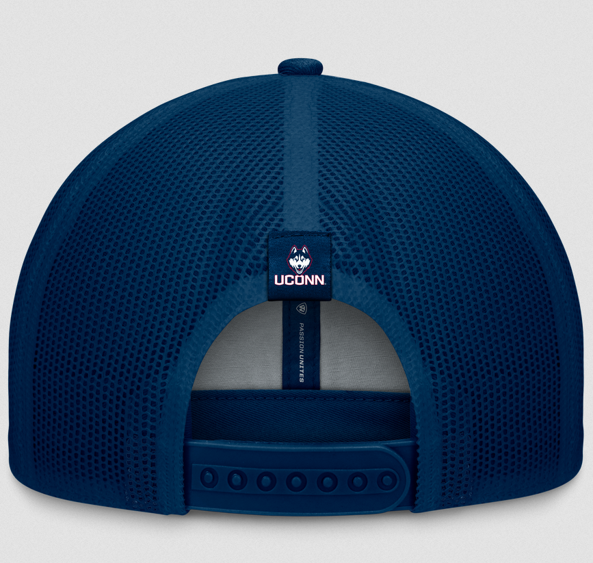 Connecticut Huskies Top Of The World Navy Carson Trucker Snapback Hat