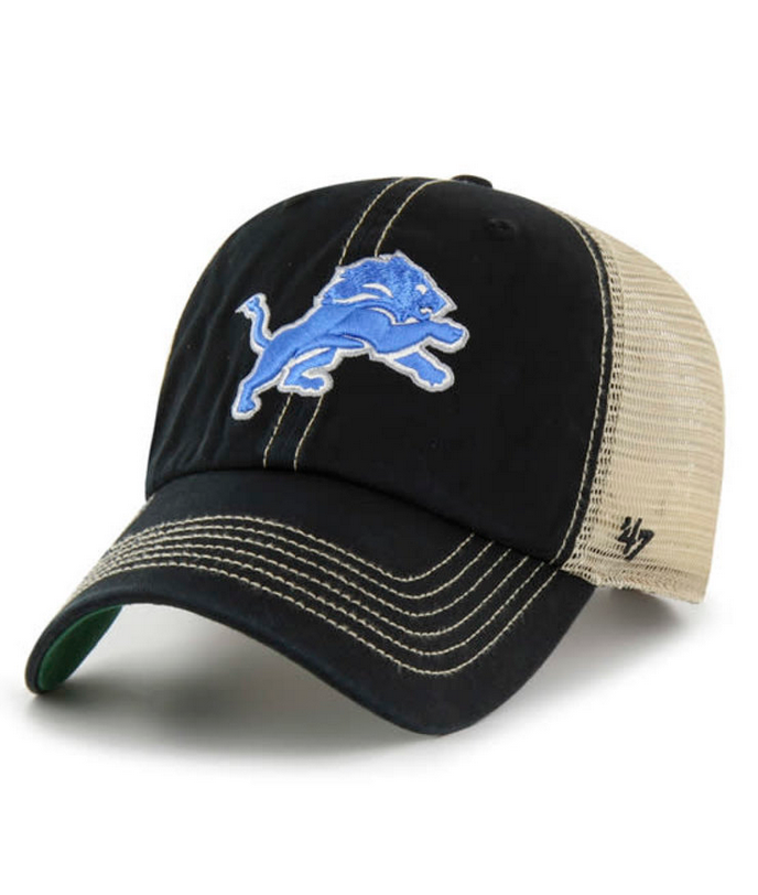 Detroit Lions '47 Brand Black Trawler Clean Up Adjustable Trucker Dad Hat
