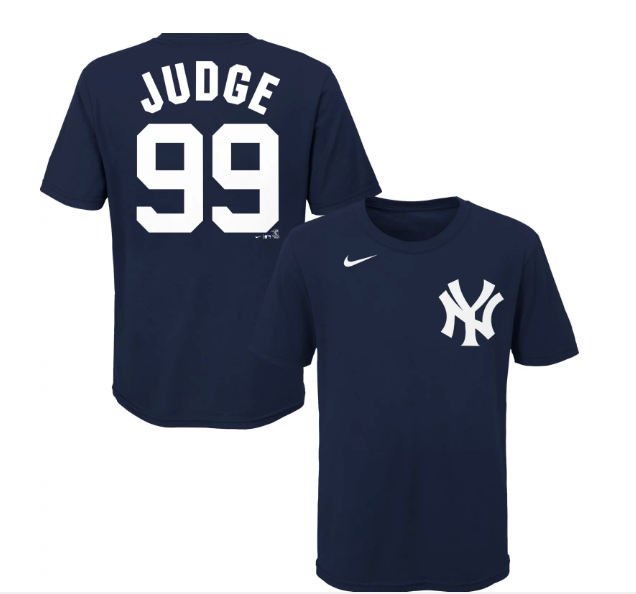 Youth New York Yankees Aaron Judge Nike Navy Blue N&N Player Jersey T-Shirt