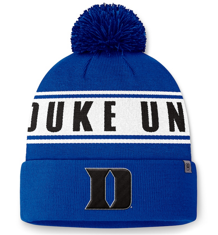 Duke Blue Devils Top Of The World Blue Slash Cuffed Knit Hat With Pom