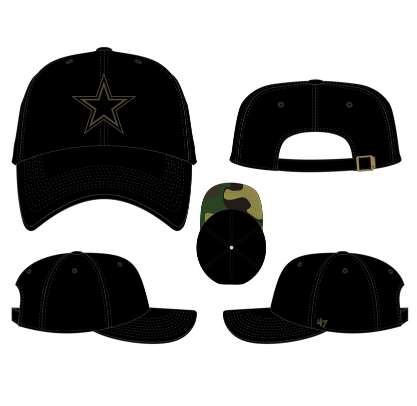 Dallas Cowboys '47 Brand Ballpark Black Clean Up Adjustable Dad Hat