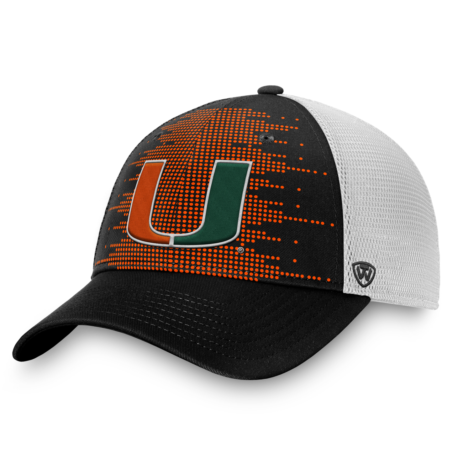 Miami Hurricanes Top Of The World Black Crushed Snapback Trucker Hat