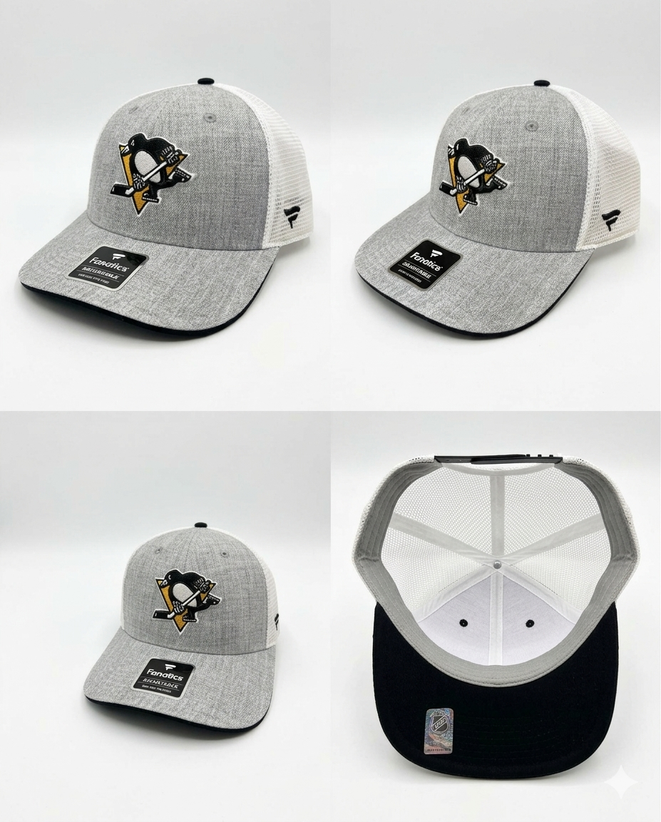 Pittsburgh Penguins Fanatics Heather Gray DSG Trucker Snapback Adjustable Hat